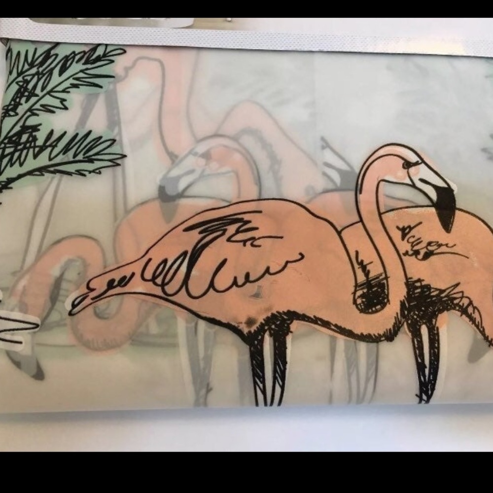 Tropical Palm Trees & Pink Flamingos Peva Shower Curtain Florida Summer Birds